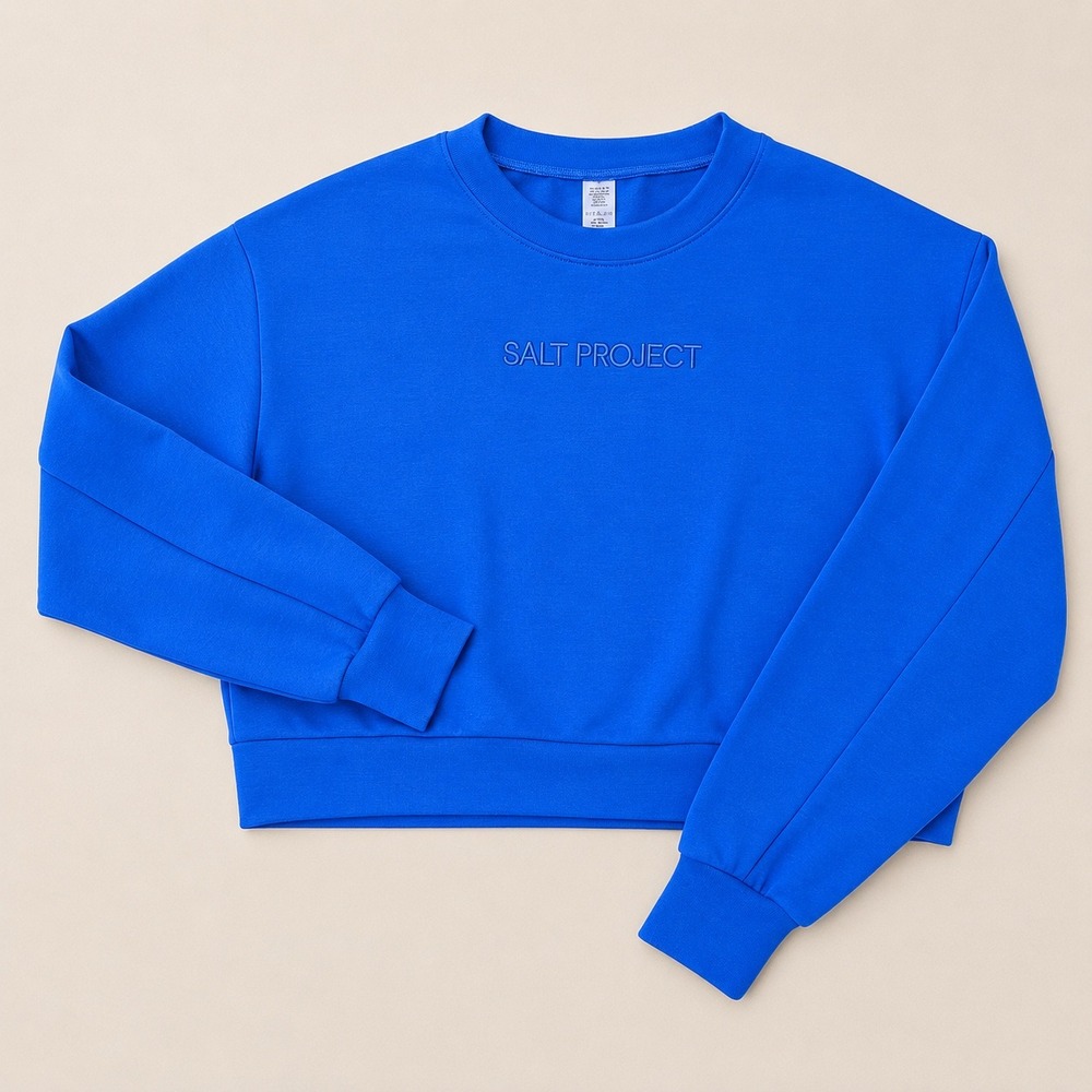 Salt Project Cloud Form Crewneck Pullover  (MED) Activewear Minimalist Bold Blue